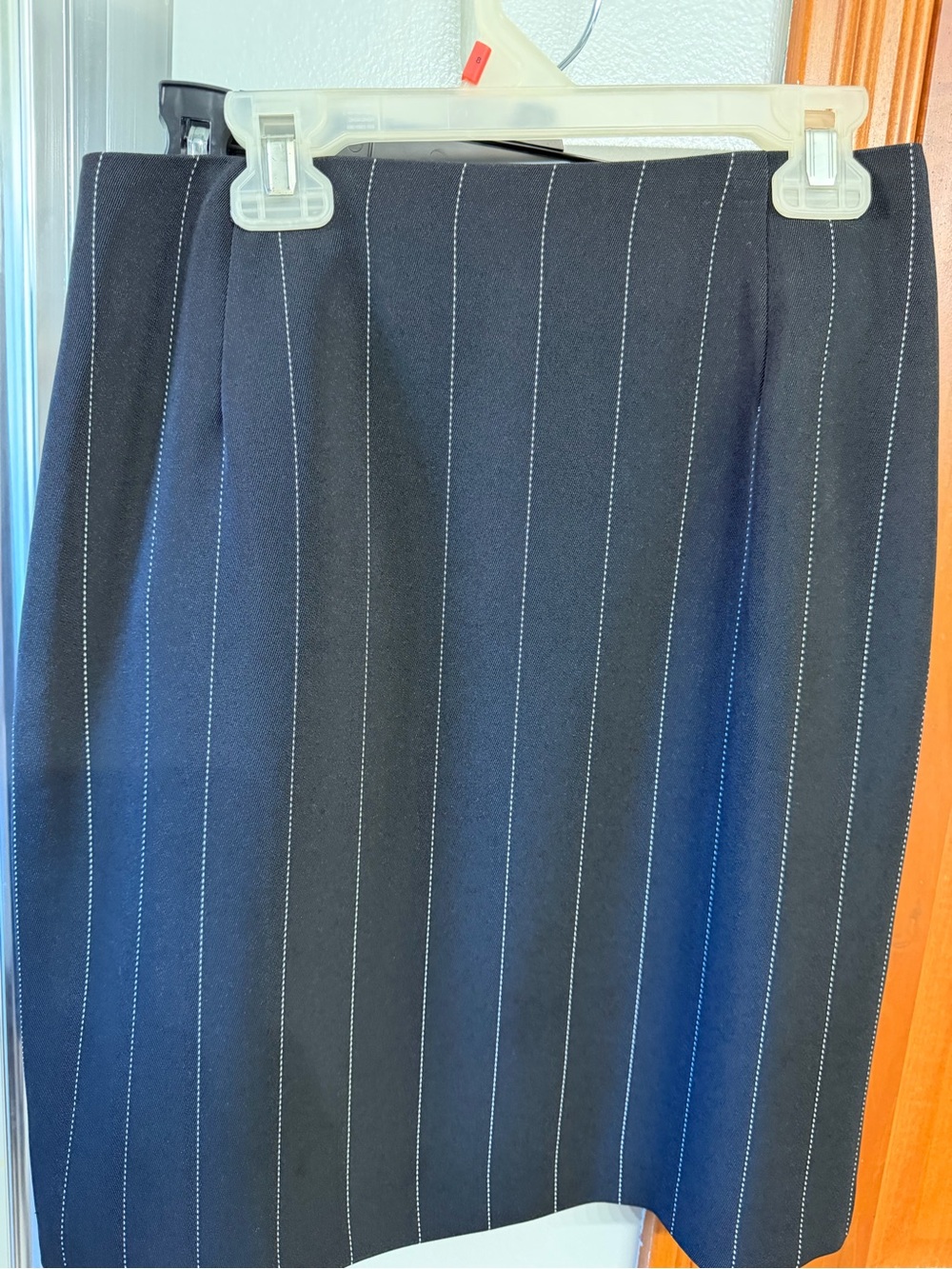 Alia Black Pinstripe Pencil Skirt